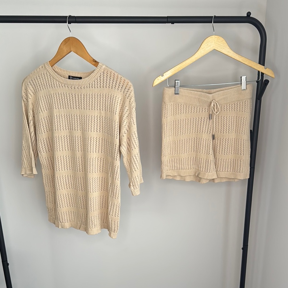 PrettyGarden Women's Summer 2 Piece Cover Up. Knit Short sleeve top and shorts.